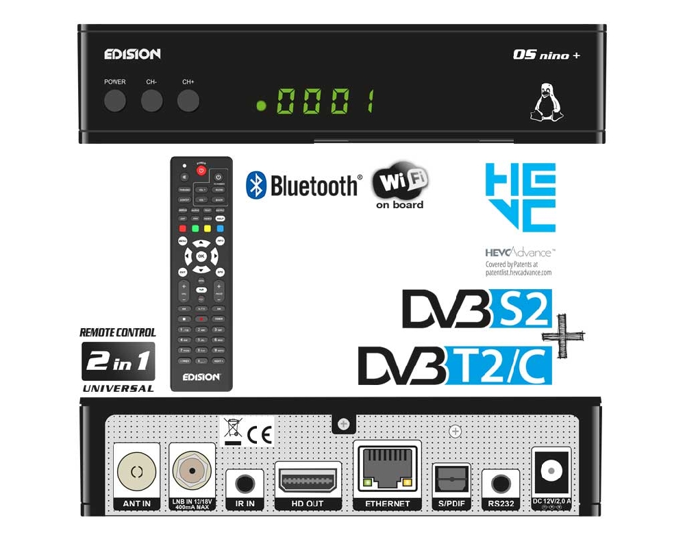 Decodificador digital terrestre HD Mini DVB-T2 Hevc H.265 10-bit