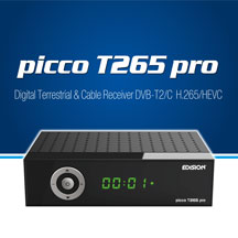 PICCO T265 pro. A new EDISION receiver for Digital Terrestrial and Cable signal, Full High Definition DVB-T2/C H265 HEVC 10Bit
