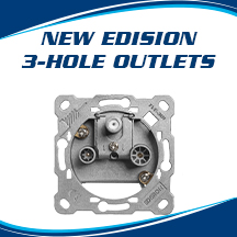 NEW RANGE OF EDISION 3-HOLE OUTLET TV-RADIO-SAT WALL SOCKETS