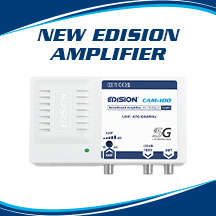 CAM-100. NEW EDISION MATV AMPLIFIER with F-type PLUGS, 1 INPUT and 1 OUTPUT (plus 1 TEST)